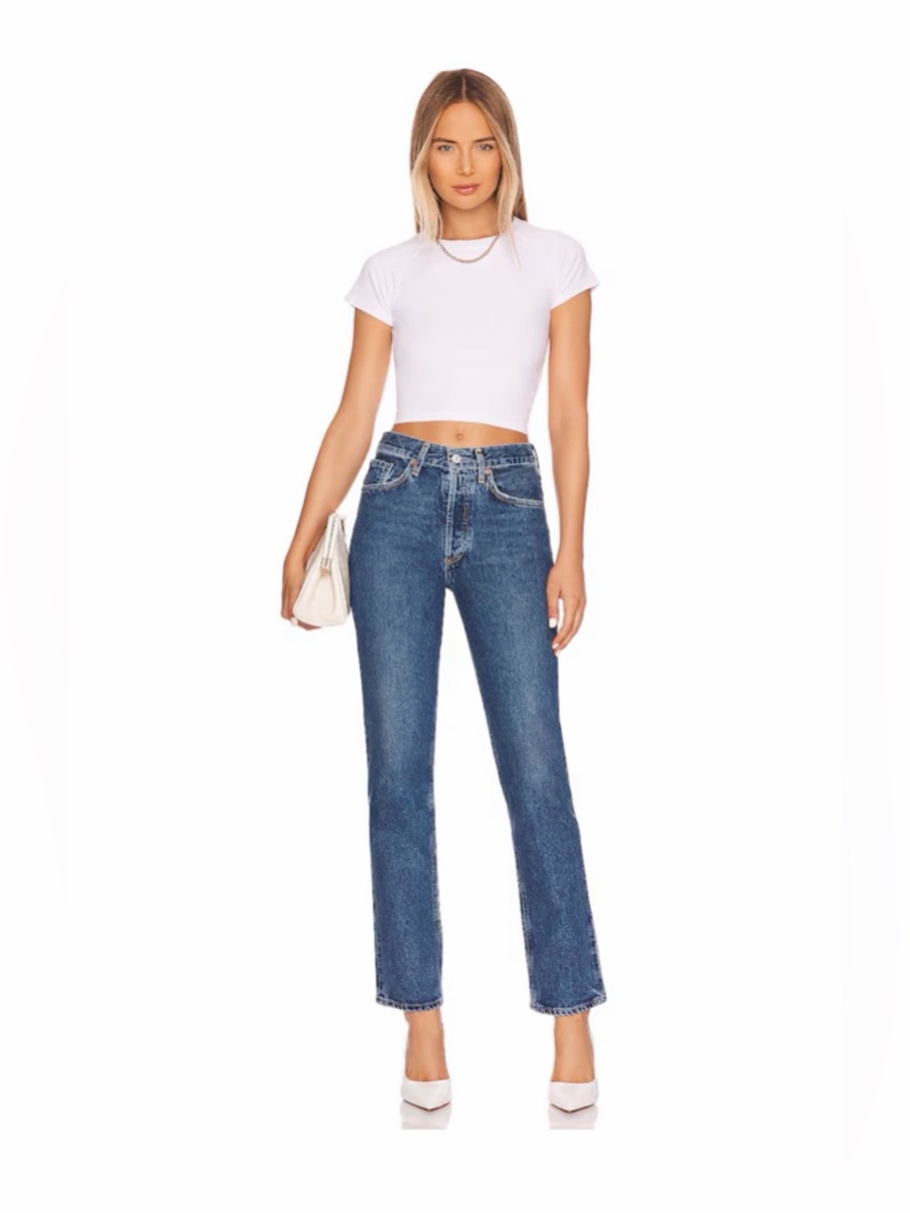 Agolde Straight Leg Jeans in Medium Blue Wash